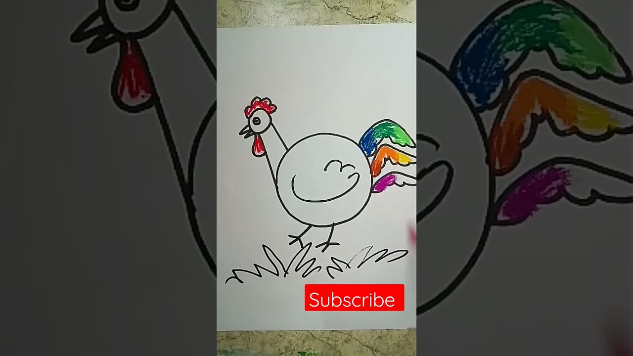 Easy rooster drawing / how to draw a rooster 