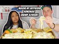 HOMEMADE FETTUCCINE ALFREDO  W/ SHRIMP| RECIPE + MUKBANG