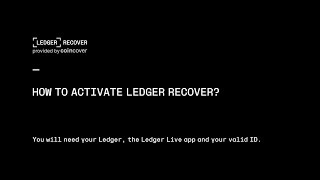 How to Activate LEDGER RECOVER provided by COINCOVER