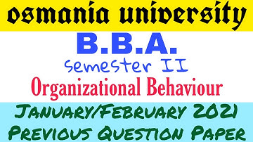 Organizational Behaviour | Previous Question Paper 2021 | BBA 2nd Semester | Degree OU