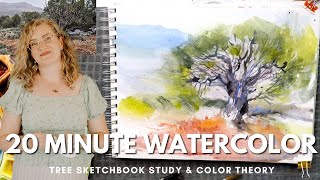 Paint a Watercolor Cedar Tree in 20 Minutes! Direct Watercolor with Angela Fehr