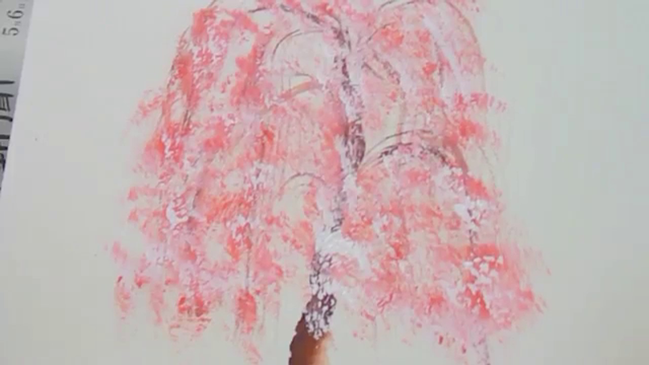 しだれ桜の具体的な描き方の事例を インターネット絵画教室３分動画で説明 Youtube