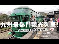 九州觀光列車我們只訂到這台！！ 綠油油的由布院之森！【九州自由行Ep9】【E家愛吃愛旅遊】