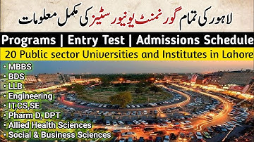 All Public Sector Universities and Institutes in Lahore+Top Ranking Universities in Lahore+Programs