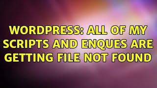 Wordpress: All of my Scripts and Enques are getting file not found (2 Solutions!!)