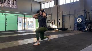 Alternating dumbbell front rack lunges
