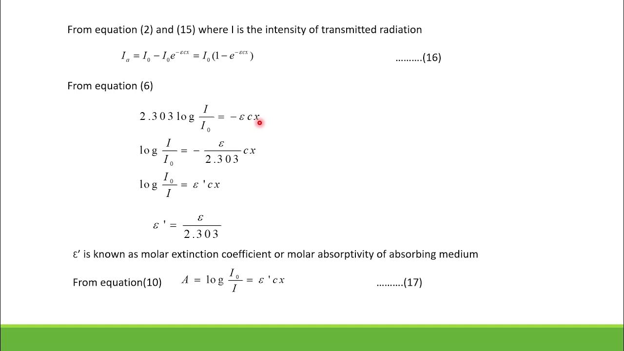 Beer Lambert's law(II) Beer Lambert's law ,its experimental