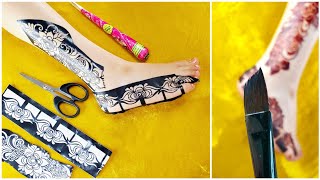 أسهل وأسرع وأجمل طريقة لرسم الحناء | Henna stickers on the legs | How to apply henna within minutes