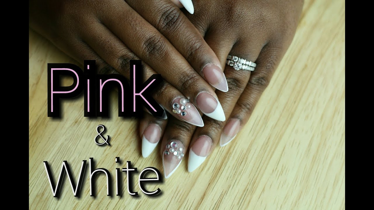 Pink and White Acrylic Nails LongHairPrettyNails YouTube