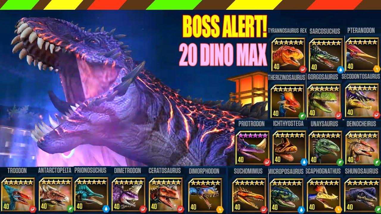 Khủng Long Bạo Chúa Chiến Đấu Đặc Biệt | Boss Alert! + 20 Dino Level Max-  Jurassic World The Game - Youtube