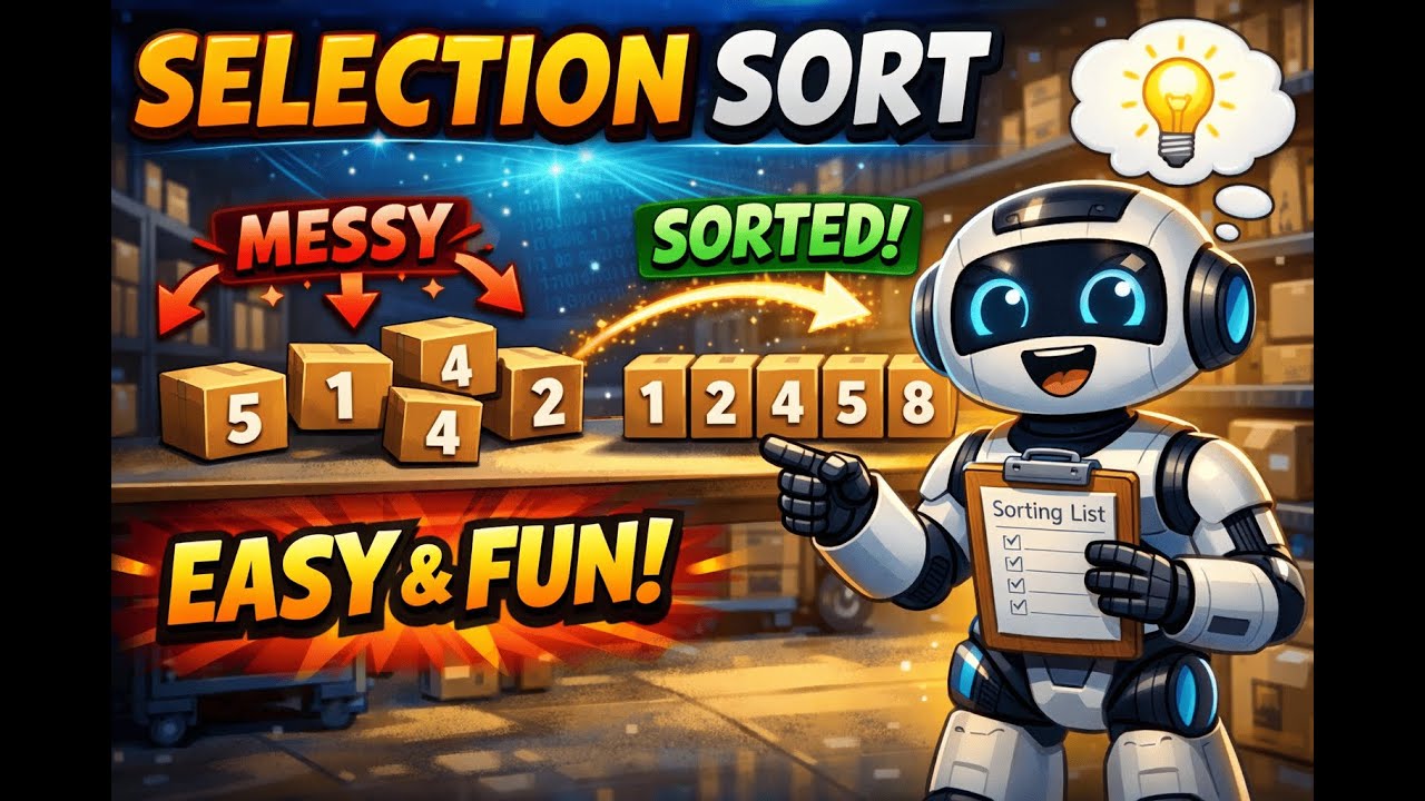 Selection Sort Explained with a Robot 🤖 | Sorting Algorithms Made Easy & Fun