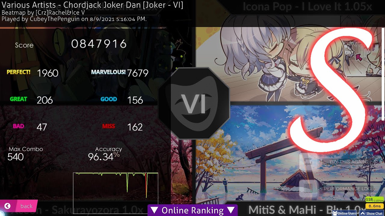 [osu!mania] Chordjack Joker Dan [Joker - VI] Clear! - YouTube