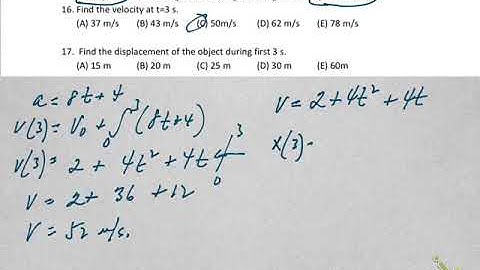 AP C Mechanics Kinematics 1D - MC #16 & 17