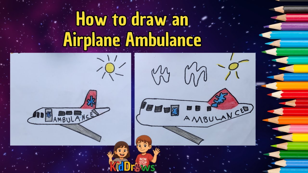 airplane ambulance/ How to draw airplane ambulance / drawing an airplane ambulance/kiddraws airplane