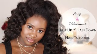 EASY Half Up Half Down Hairstyle *NO GLUE* and *NO BRAIDING*| SLOVE ROSA HAIR