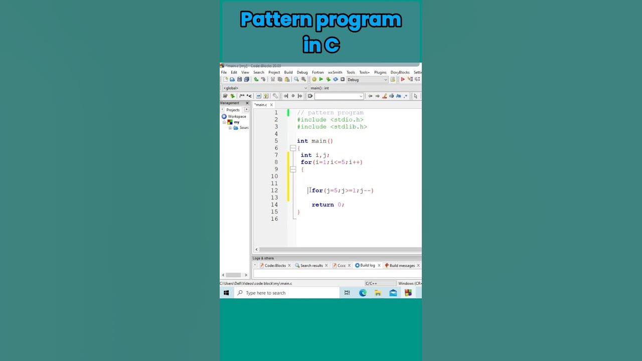 C language | pattern program in c #pattern ,#code, #shorts, # ...