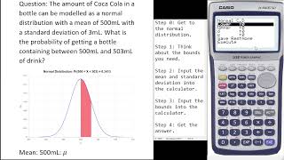 Using Casio fx-9860G to get Normal Distributions with a lower and upper bound