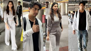 Suhana Khan & Aryan Khan Returns From Kolkata Spotted At Mumbai Airport