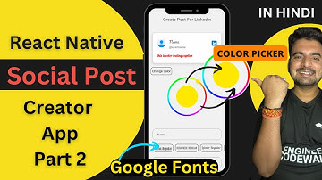 React Native Social Post Creator App - Fonts and Color Picker🔥 | In Hindi ✅  | Engineer Codewala