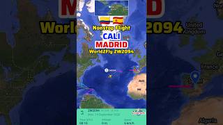 Cali to Madrid Flight Route with World2Fly 2W2094