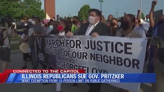 Illinois Republicans sue Pritzker on 10-person limit