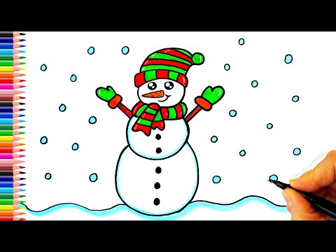 Sevimli Kardan Adam Çizimi - Kardan Adam Nasıl Çizilir? - How To Draw a Snowman