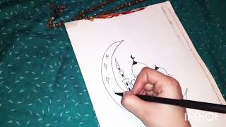 drawing of hilal ramadan step by step رسم هلال رمضان