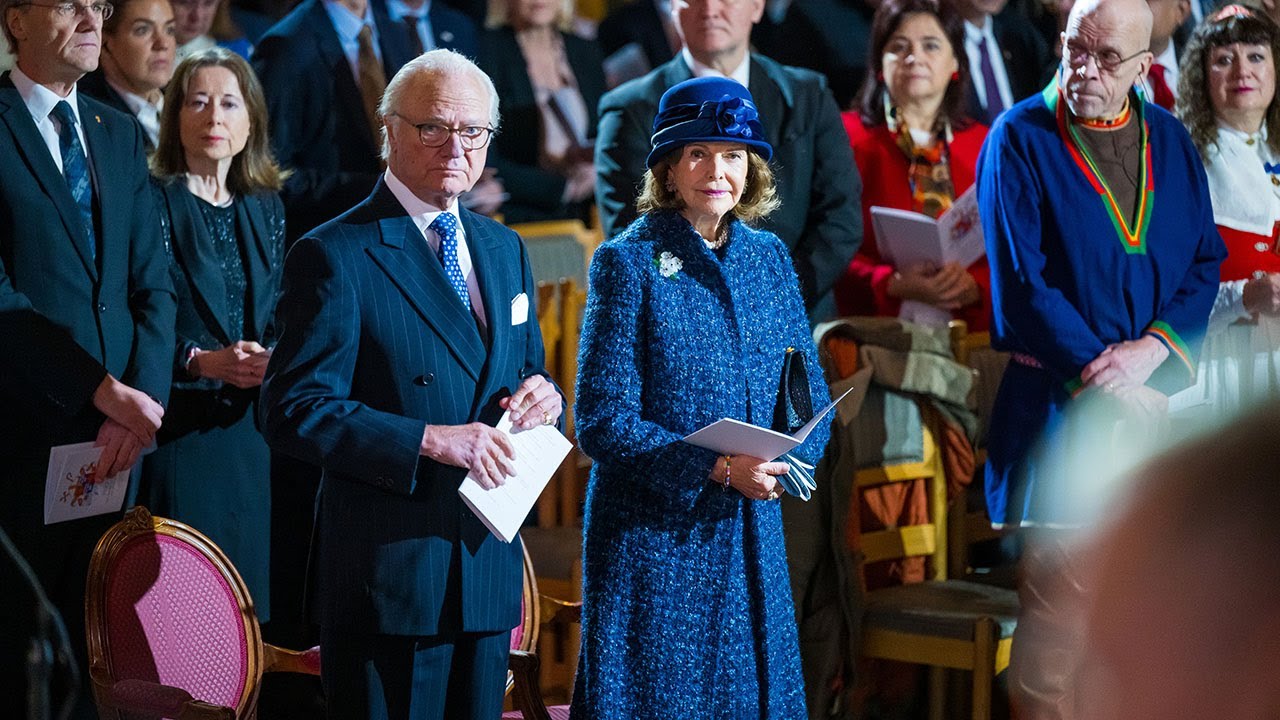 King Carl Gustaf and Queen Silvia at church cermoni in Uppsala Cathedral
