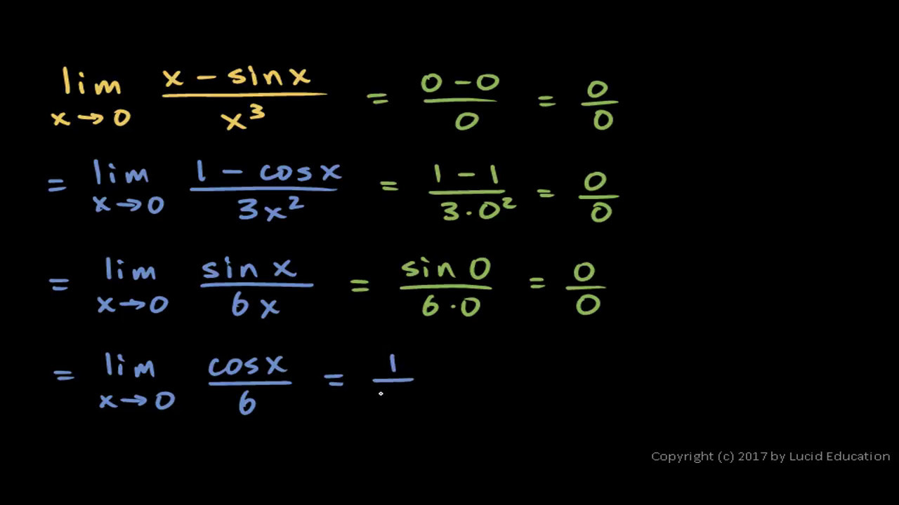 Calculus 6.08d - Repeated Application of l`Hopital`s Rule - YouTube