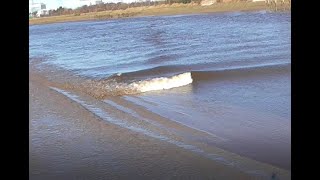 River Dee Tidal Bore At Shotton, North Wales, UK.