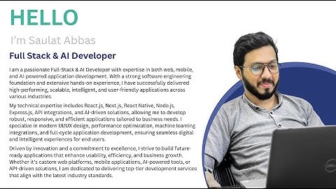 Full Stack AI Developer | Portfolio design | Saulat Abbas