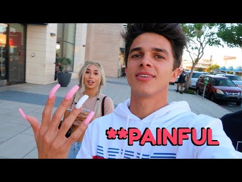 WEARING LONG ACRYLIC NAILS FOR 24 HOURS!! (W/ MyLifeAsEva) | Brent Rivera