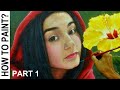 Portrait Painting Tutorial Beautiful Lady with Hibiscus Flower in Acrylics | Part 1 of 2