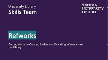 Refworks 2   Getting started    Creating folders and Exporting from the Library search
