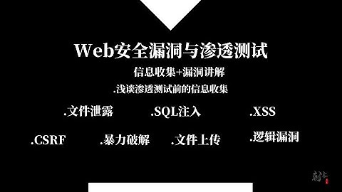 Web安全漏洞与渗透测试 - 信息收集  - 漏洞讲解 - 暴力破解 - SQL注入