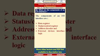88CO3   Computer Organization   Part   A Questions   What are the components of an IO interface