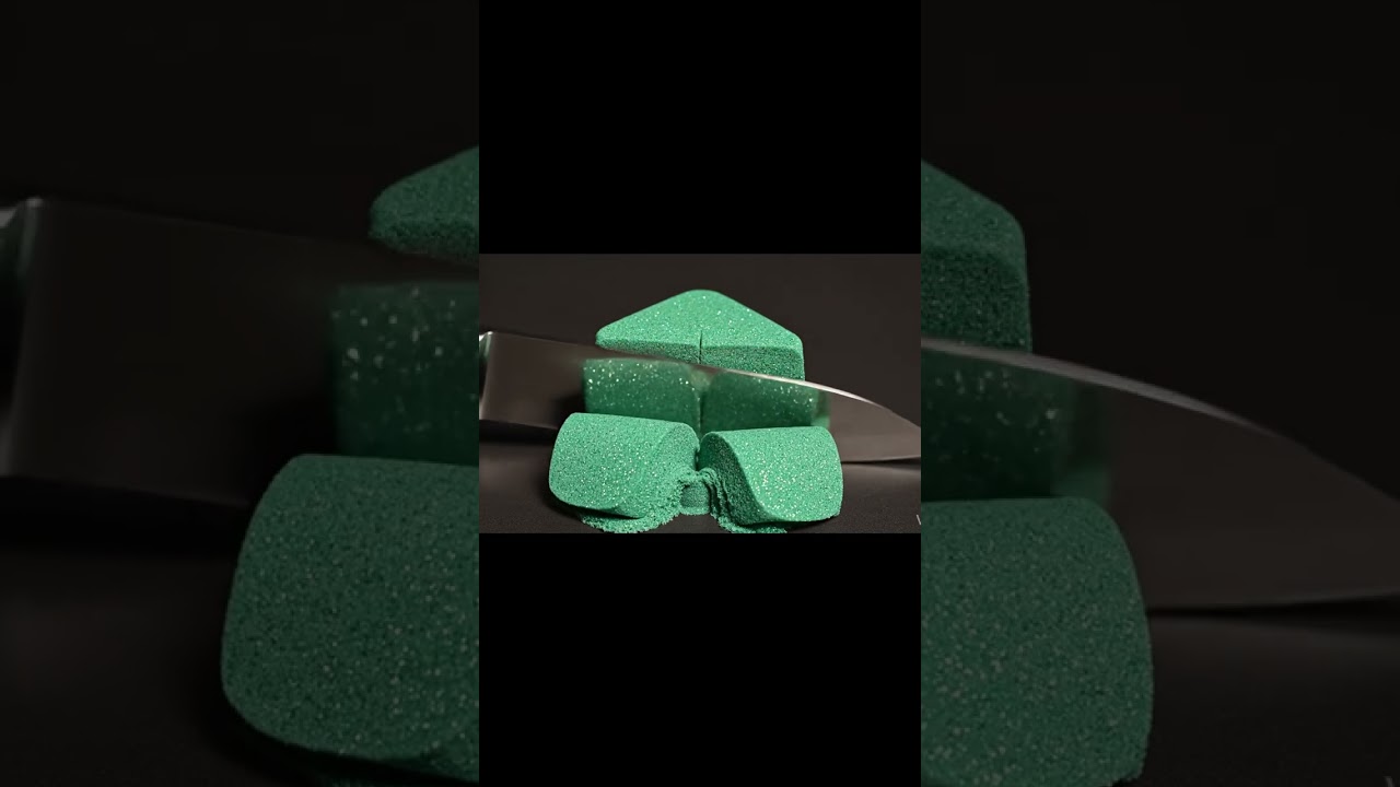 ASMR: Slicing Crunchy Glitter Sand Star 🔪✨💚