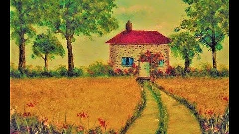 How to paint "Summer Cottage" with Acrylic paint step by step tutorial