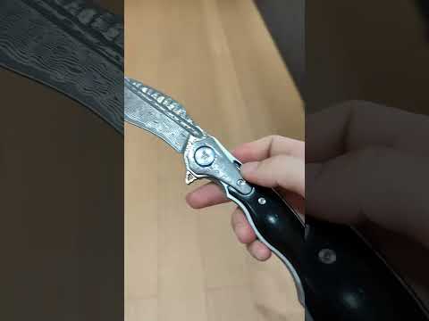 TRIVISA Lepus-02B Liner Lock，4.09'' 67 Layesrs Damascus Steel Blade，Damascus Bolster & Bone Handle.