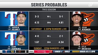 Upcoming Pitching Matchups in Baltimore | Rangers Live
