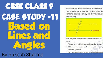 case study questions and answers class 9 maths | case study on lines and angles class 9 Cbse Maths