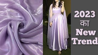 🟣⚪Silk Satin Dress Design With Fabric//Most Beautiful Trendy Dress// #trend #style screenshot 5