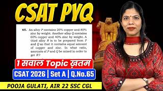 An alloy P contains 20% copper and 80% zinc by weight. Another alloy Q | UPSC CSAT PYQ #upsc #csat