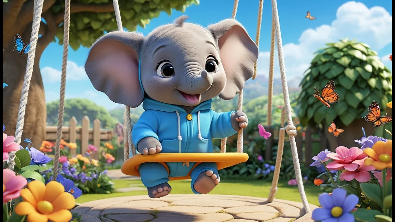 Baby Elephant Swing Swing Walk | Fun Kids Song | Playful Nursery Rhyme Adventure