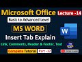 MS Word Tutorial Hindi Part-12 | MS Word Insert Tab Explained | Hyperlink, Bookmark | Lecture 14