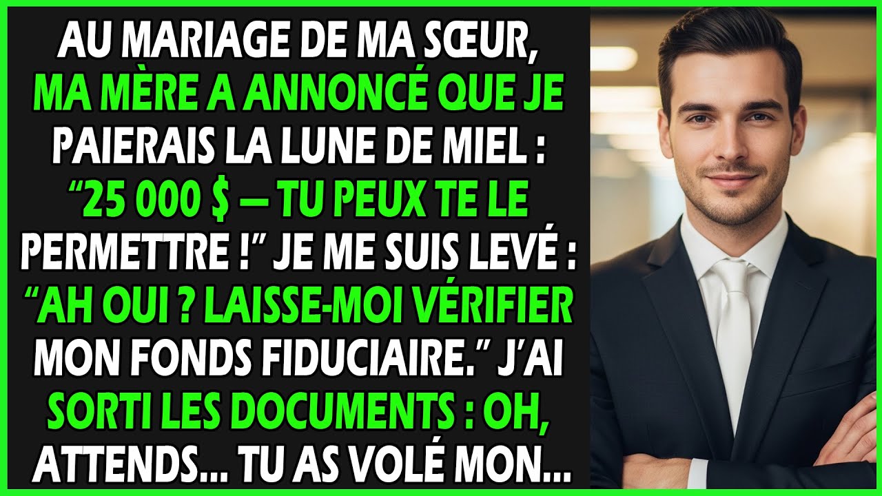 Au mariage de ma sœur, ma mère a dit que je paierais la lune de miel. Je leur ai montré les...