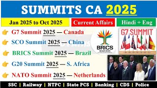 SUMMIT 2025 CURRENT AFFAIRS | IMPORTANT SUMMITS 2025 CURRENT AFFAIRS | SUMMITS & CONFERENCES 2025