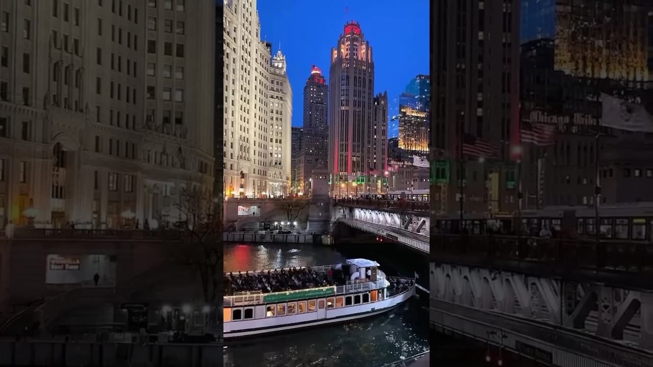 Snow and glowing lights Chicago winter wonderland is beautiful 