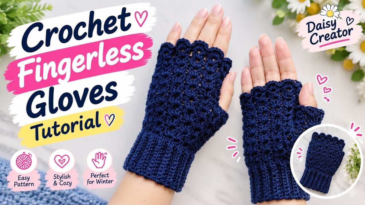 How to Crochet a Women's Gloves || Crochet Fingerless Gloves Tutorial ...