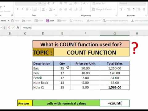 What is Count Function in the MS Excel - YouTube
